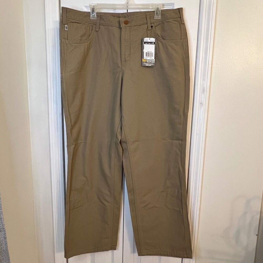 Carhartt Women's FR Canvas Work Pants 18x32 Golden Khaki CAT 2 WFRB159 NWT